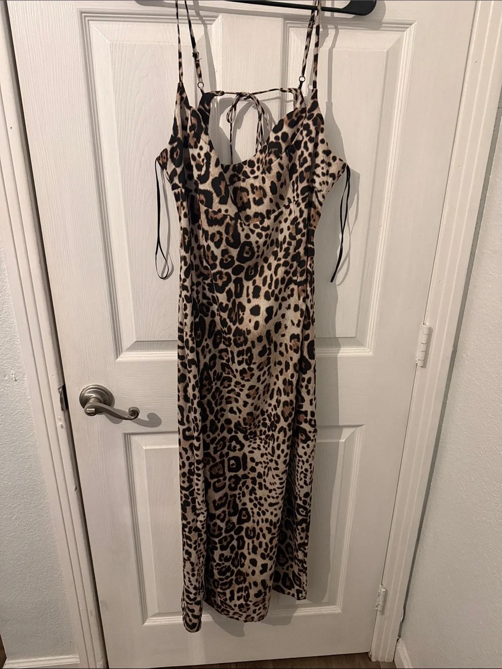 Zara Leopard-Print Maxi Slip Dress — Beige, Brown